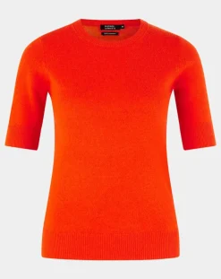 Galeries Lafayette Pulls|Pull 100% Cachemire manches courtes Difi orange