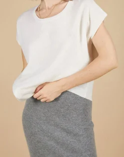 Cashmere Tribu Pulls|Pull 100% Cachemire Marion à bandes au dos écru