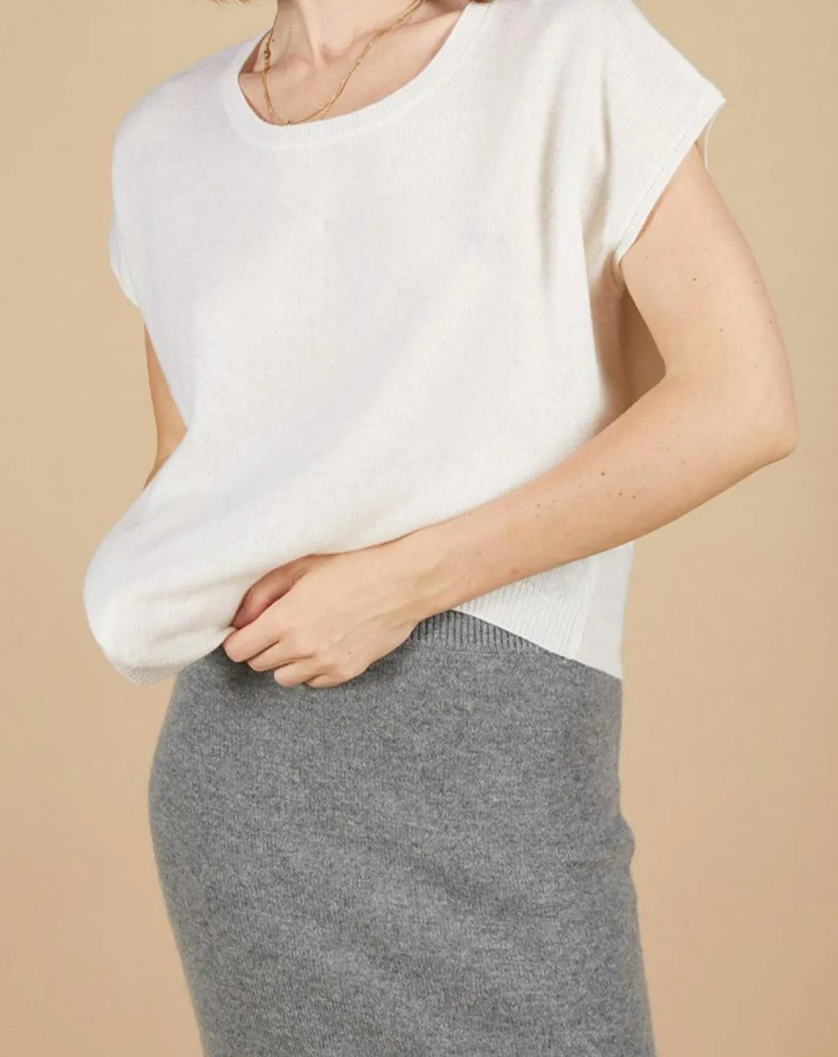 Cashmere Tribu Pulls|Pull 100% Cachemire Marion à bandes au dos écru