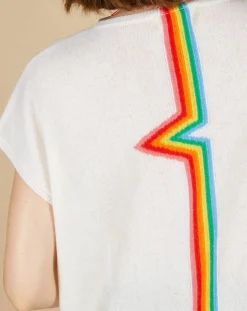 Cashmere Tribu Pulls|Pull 100% Cachemire Marion à bandes au dos écru