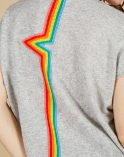 Cashmere Tribu Pulls|Pull 100% Cachemire Marion à bandes au dos gris chiné