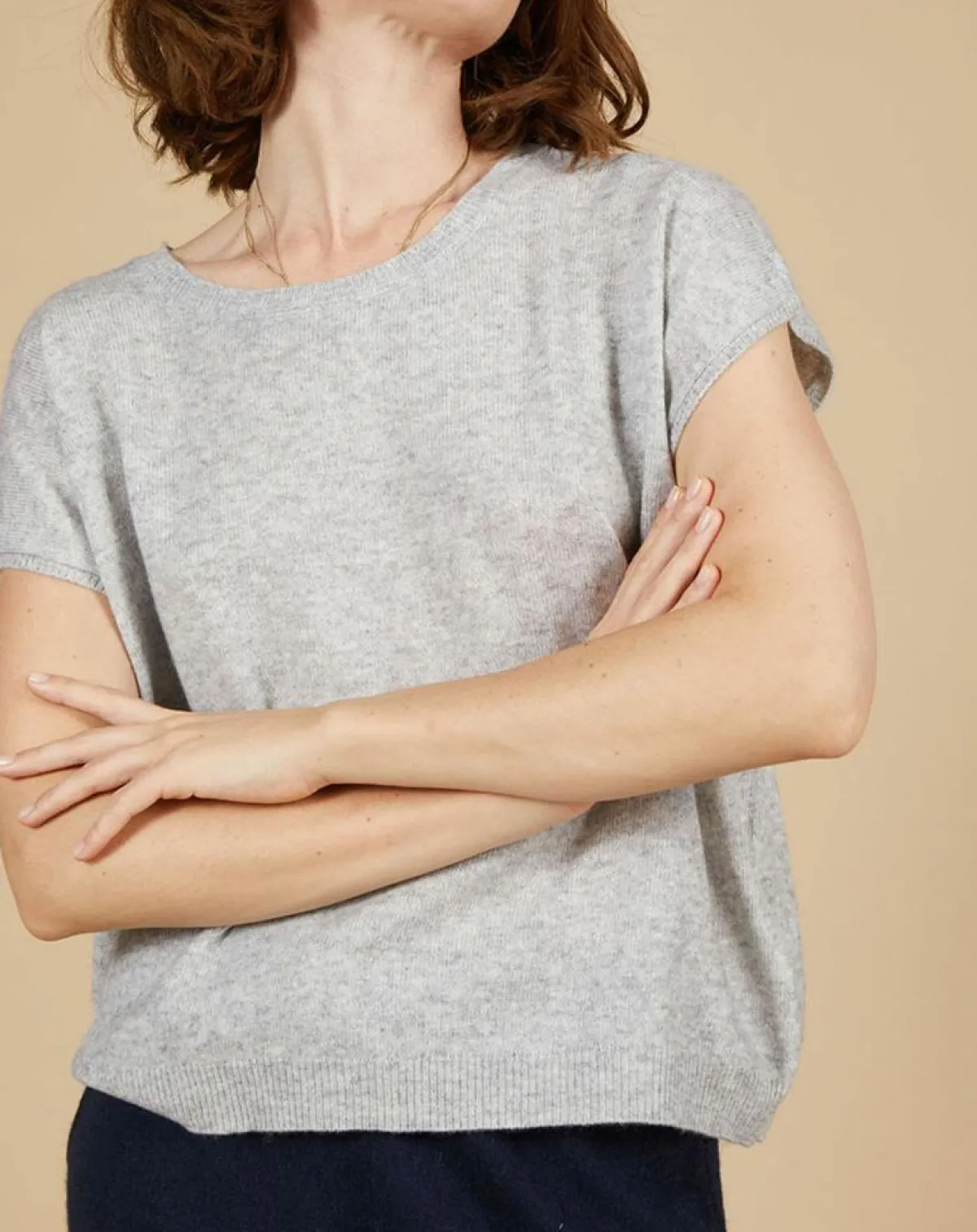 Cashmere Tribu Pulls|Pull 100% Cachemire Marion à bandes au dos gris chiné