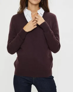 Galeries Lafayette Pulls|Pull 100% Cachemire Nocon col V marron