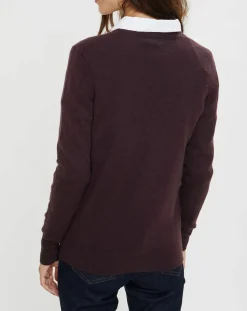 Galeries Lafayette Pulls|Pull 100% Cachemire Nocon col V marron