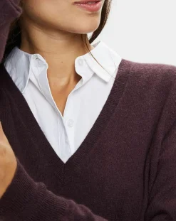 Galeries Lafayette Pulls|Pull 100% Cachemire Nocon col V marron