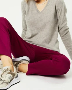 Galeries Lafayette Pulls|Pull 100% Cachemire Nocon col V gris clair