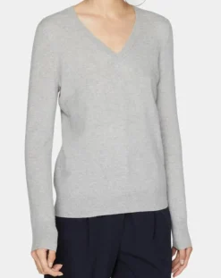 Galeries Lafayette Pulls|Pull 100% Cachemire Nocon col V gris clair