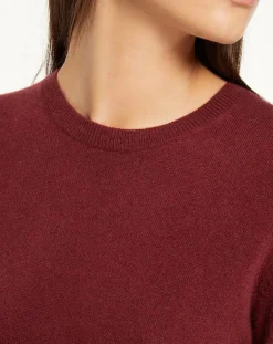 Galeries Lafayette Pulls|Pull 100% Cachemire Yabri col rond bordeaux