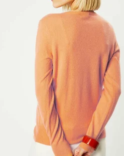 Galeries Lafayette Pulls|Pull 100% Cachemire Yocon col V orange