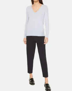 Galeries Lafayette Pulls|Pull 100% Cachemire Yocon col V bleu clair