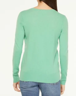 Galeries Lafayette Pulls|Pull 100% Cachemire Yocon col V vert