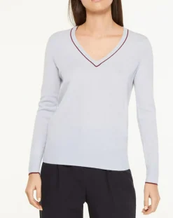 Galeries Lafayette Pulls|Pull 100% Cachemire Yocond col V bleu clair