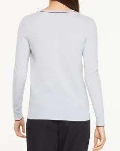 Galeries Lafayette Pulls|Pull 100% Cachemire Yocond col V bleu clair