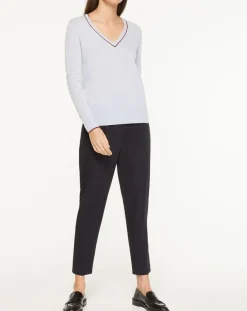 Galeries Lafayette Pulls|Pull 100% Cachemire Yocond col V bleu clair