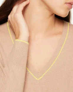 Galeries Lafayette Pulls|Pull 100% Cachemire Yocond col V beige