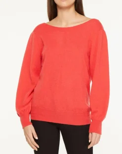 Galeries Lafayette Pulls|Pull 100% Cachemire Yoshi col bateau rouge