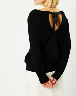 Galeries Lafayette Pulls|Pull 100% Cachemire Yoshi noeud au dos col bateau noir