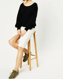 Galeries Lafayette Pulls|Pull 100% Cachemire Yoshi noeud au dos col bateau noir