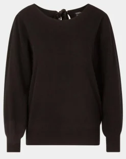 Galeries Lafayette Pulls|Pull 100% Cachemire Yoshi noeud au dos col bateau noir