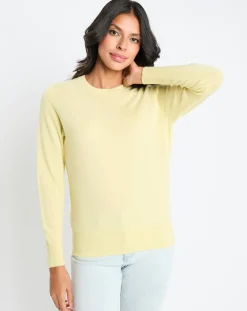 Galeries Lafayette Pulls|Pull 100% Cachemire Zabri col rond jaune