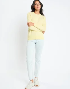 Galeries Lafayette Pulls|Pull 100% Cachemire Zabri col rond jaune