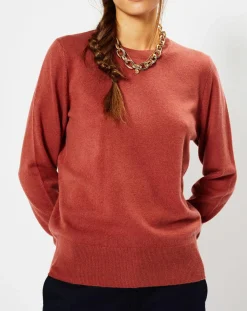 Galeries Lafayette Pulls|Pull 100% Cachemire Zabri col rond bois de rose