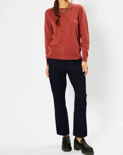 Galeries Lafayette Pulls|Pull 100% Cachemire Zabri col rond bois de rose