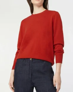 Galeries Lafayette Pulls|Pull 100% Cachemire Zabri col rond orange foncé