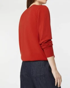 Galeries Lafayette Pulls|Pull 100% Cachemire Zabri col rond orange foncé