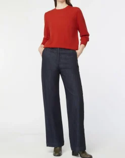 Galeries Lafayette Pulls|Pull 100% Cachemire Zabri col rond orange foncé