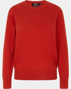 Galeries Lafayette Pulls|Pull 100% Cachemire Zabri col rond orange foncé