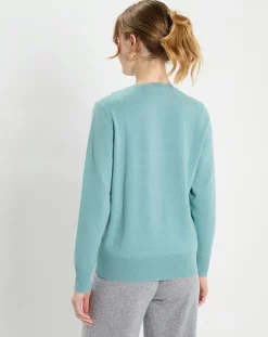 Galeries Lafayette Pulls|Pull 100% Cachemire Zabri col rond bleu/vert