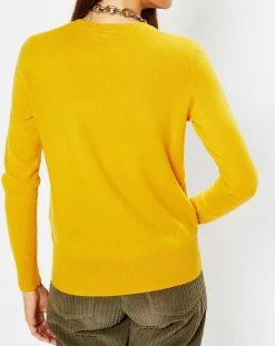 Galeries Lafayette Pulls|Pull 100% Cachemire Zabri col rond jaune