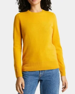 Galeries Lafayette Pulls|Pull 100% Cachemire Zabri col rond jaune