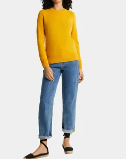 Galeries Lafayette Pulls|Pull 100% Cachemire Zabri col rond jaune