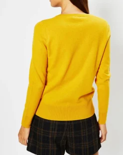 Galeries Lafayette Pulls|Pull 100% Cachemire Zocon col V jaune
