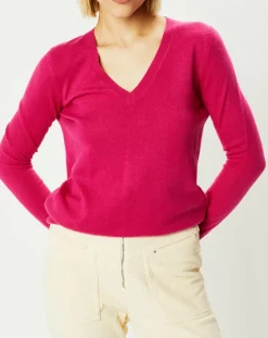 Galeries Lafayette Pulls|Pull 100% Cachemire Zocon col V rose