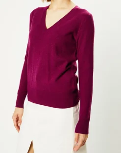 Galeries Lafayette Pulls|Pull 100% Cachemire Zocon col V violet