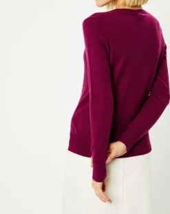 Galeries Lafayette Pulls|Pull 100% Cachemire Zocon col V violet