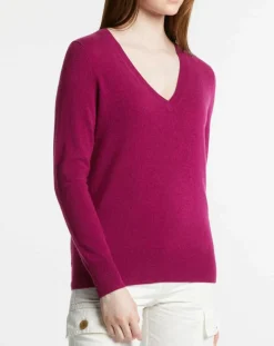 Galeries Lafayette Pulls|Pull 100% Cachemire Zocon col V violet