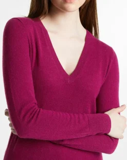 Galeries Lafayette Pulls|Pull 100% Cachemire Zocon col V violet