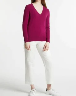 Galeries Lafayette Pulls|Pull 100% Cachemire Zocon col V violet