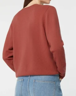 Galeries Lafayette Pulls|Pull 100% Cachemire Zocon col V bois de rose