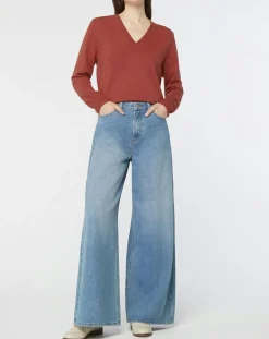 Galeries Lafayette Pulls|Pull 100% Cachemire Zocon col V bois de rose