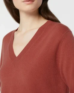 Galeries Lafayette Pulls|Pull 100% Cachemire Zocon col V bois de rose