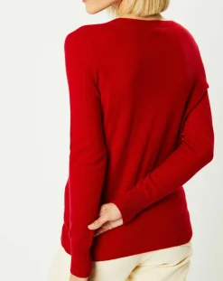 Galeries Lafayette Pulls|Pull 100% Cachemire Zocon col V rouge