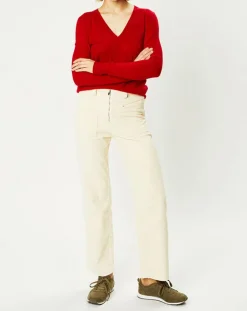 Galeries Lafayette Pulls|Pull 100% Cachemire Zocon col V rouge