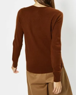 Galeries Lafayette Pulls|Pull 100% Cachemire Zocon col V marron