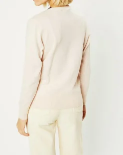 Galeries Lafayette Pulls|Pull 100% Cachemire Zocon col V beige rosé