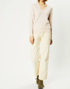 Galeries Lafayette Pulls|Pull 100% Cachemire Zocon col V beige rosé
